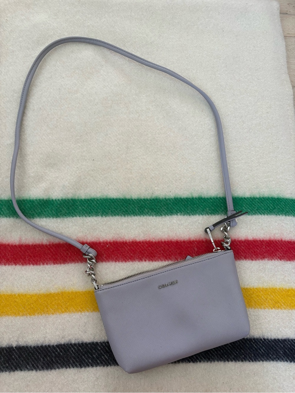 Calvin Klein Lilac Crossbody Bag with Silver Hardware